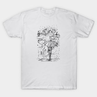 Musical Rain - Vintage Line Art T-Shirt